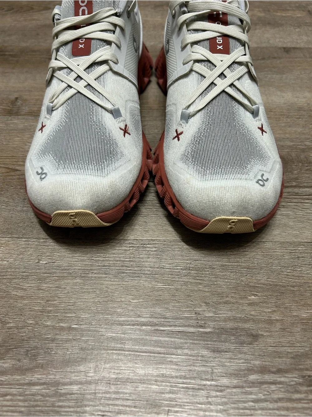 On Running Men's Cloudboom Athletic Shoes - Cream with Rust Accents
